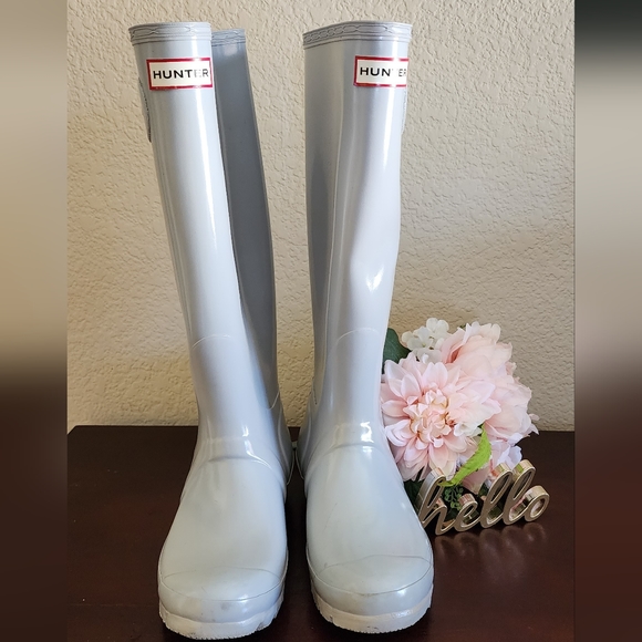 Light Blue Tall Hunter Rain Boots - Picture 2 of 5